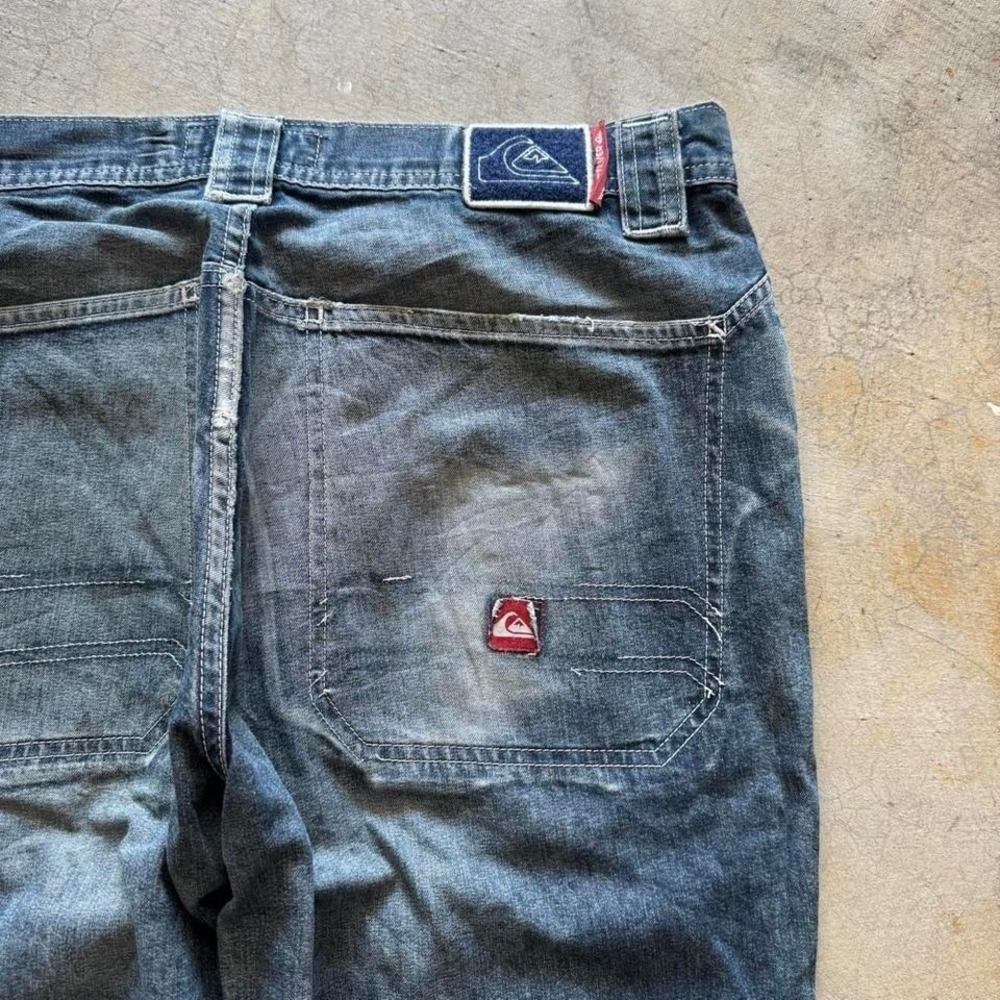 Baggy Quiksilver Wide Leg Denim Jeans Surf Summer Vintage Y2K 34x33 - Picture 3 of 7